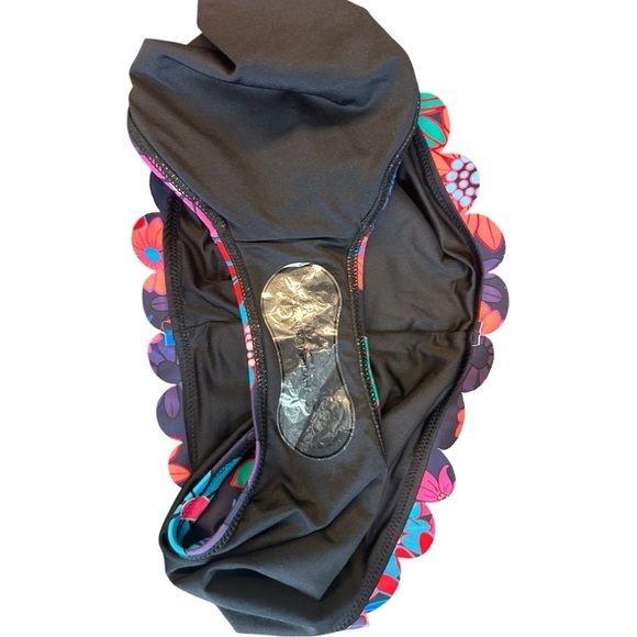 CUPSHE Two Piece Floral Bikini Set One Shoulder Scalloped Wide Strap Back Hook - Picture 7 of 10